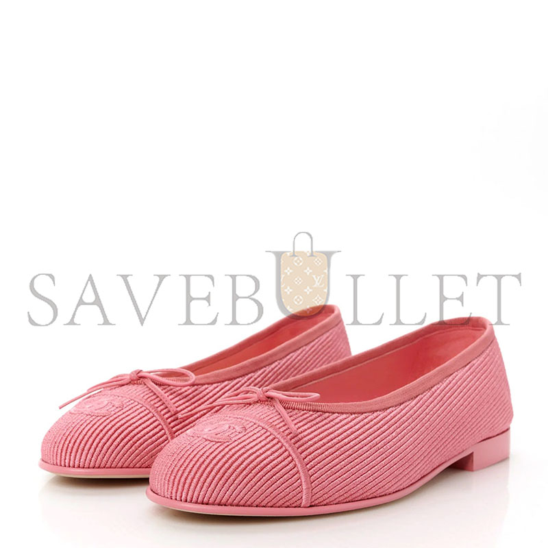 CHANEL EMBROIDERED FABRIC CAP TOE CC BALLERINA FLATS 